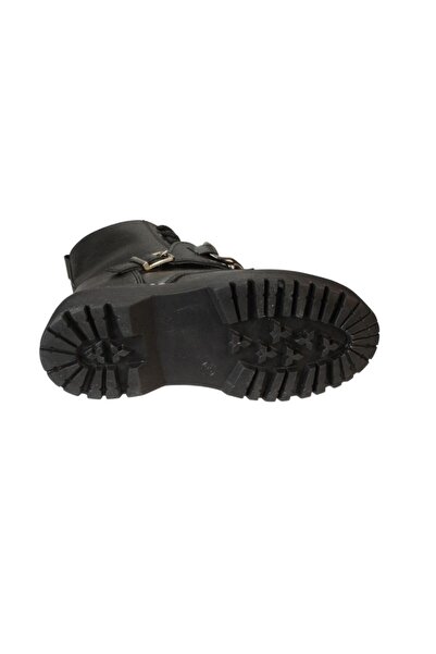 Yaz Kış Ayakkabı Kız Çocuk Siyah Krem Kalın Taban Fermuarlı Bağcıklı Soğuya Kışa Dayanıklı Uzun Postal Bot