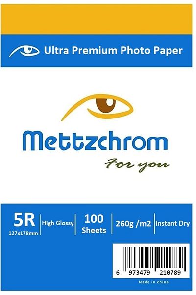 Mettzchrom Photo Paper 13x18cm 5R Epson Hp Canon Compatible Glossy 100pcs Photo Paper 260g
