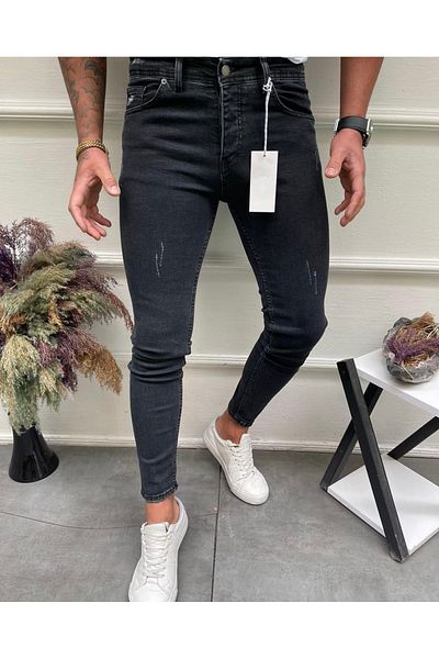 çerme Ανδρικά σκούρα καπνιστά νύχια Slim Fit Lycra Ανδρικά τζιν παντελόνια