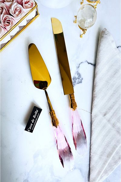 CASA DE BELLA 2 Piece Crystal Spatula Knife Serving Set