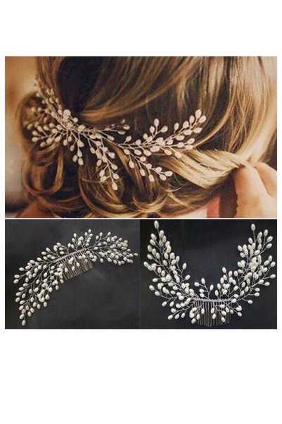 BBA TULLE STORE Gelin Tacı,düğün Nikah Tacı Saç Aksesuarı Gümüş Gelin Saç Aks...