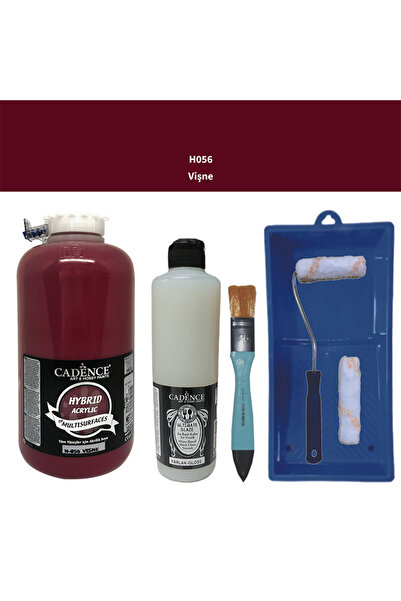 Cadence Boya Mobilya Boyası-Cadence Multisurface H-056 Vişne 2Lt Ultimate Parlak Vernik 500Ml Saten Rulo Set