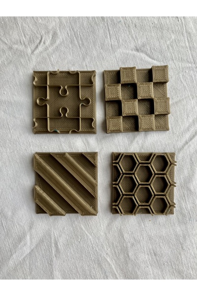 Volala طقم طين بوليمر منقوش هندسيًا / سيراميك / ختم كوكي 4 قطع