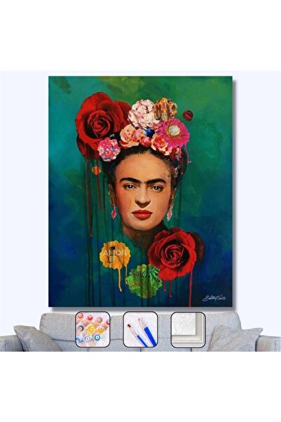 kendinyaphobi Sayılarla Boyama Seti Çerçeveli Kasnaklı Frida Kahlo 40 x 50 cm