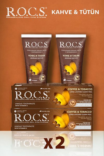 R.O.C.S. قطعتين من القهوة والتبغ - معجون أسنان مضاد للبقع - 74 جم