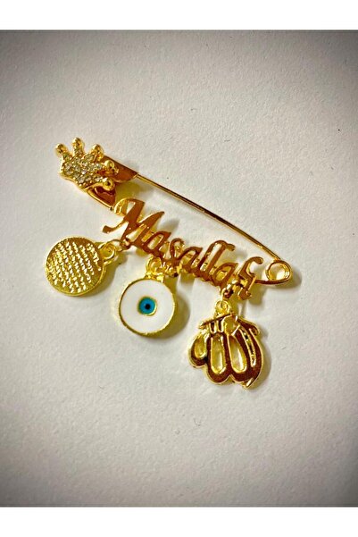 Genel Markalar Maşallah Bebek Hediyelik | Dualı Bebek Nazarlık Yaka Iğnesi Nazar Boncuklu Mavi