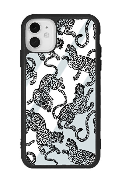 Spoyi iPhone 11 Motif Kaplan Tasarımlı Aynalı Glossy Telefon Kılıfı