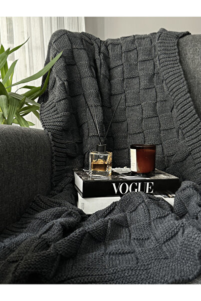 Sheilar Καρό Πλεκτό Κουβερλί Τηλεόρασης Σάλι Καναπέ