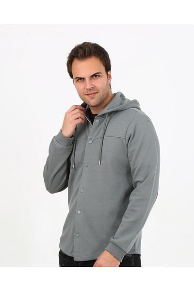 UOMOPARK 5502 NEW SEASON HOODED, FENCE DETAIL REGULAR FIT CARDIGAN