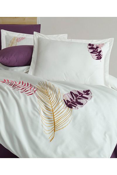MARİBOR HOME TALIA - Σετ Παπλωματοθήκη από Βαμβακερό Σατέν Suzeni Κεντημένο - Κρέμα