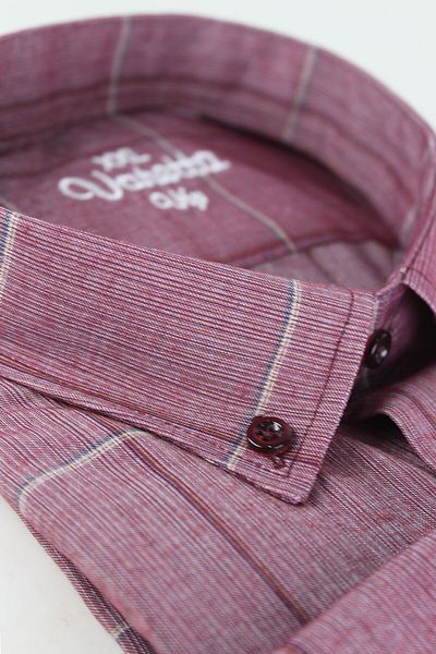Varetta Ανδρικό Dusty Rose Plus Size καρό μακρυμάνικο πουκάμισο με γιακά με κουμπιά