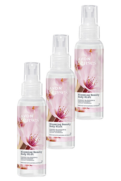AVON Blooming Beauty Kiraz Çiçeği ve Orkide Kokulu Vücut Spreyi 100 Ml. Üçlü Set