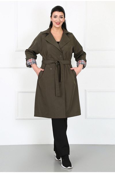By Alba Collection Καμπαρντίνα Χακί Plus Size - Υδατοαπωθητικό ύφασμα Bondit