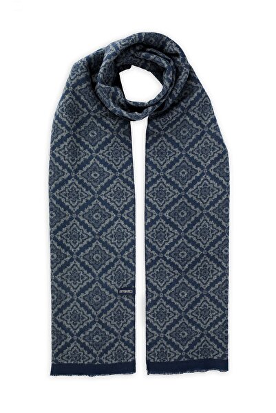 Hatemoğlu Lacivert Desenli Atkı