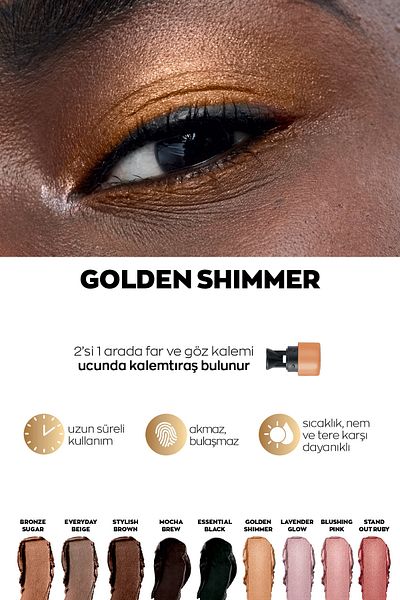 AVON Power Stay Far Golden Shimmer Shadow Stick