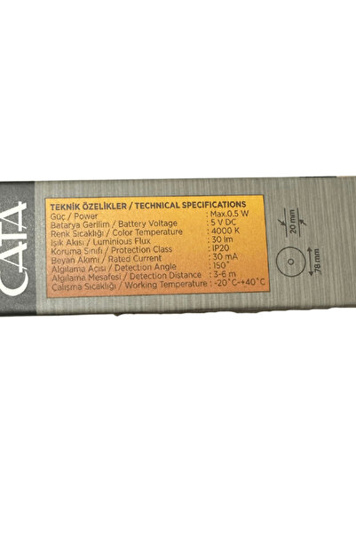 Cata CT-5180 4000K (Günışığı) Sensörlü Şarjlı Mıknatıslı Kabin Led Ampul (8 Adet)