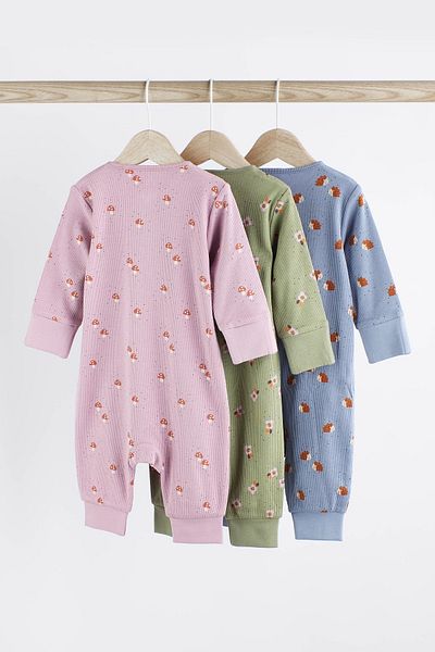 Next Baby 100% Organic Cotton Lilac Floral 3-Piece Jumpsuit Set ALY00478