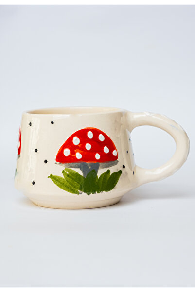 touchmughm Handmade Ceramic Coffee Cup, Ceramic Mushroom Embroidered Mug, Mug, Cup, Mushroom Coffee Cup