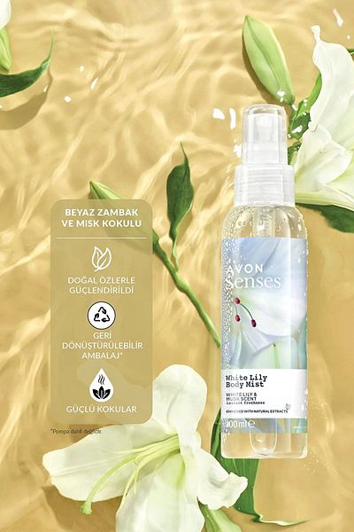 AVON White Lily Scented Senses White Lily Body Spray - 100 ml