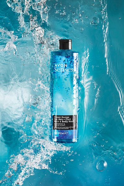 AVON Senses Ocean Surge Men's Shower Gel for Hair and Body with Mint and Sea Scent 500 Ml
