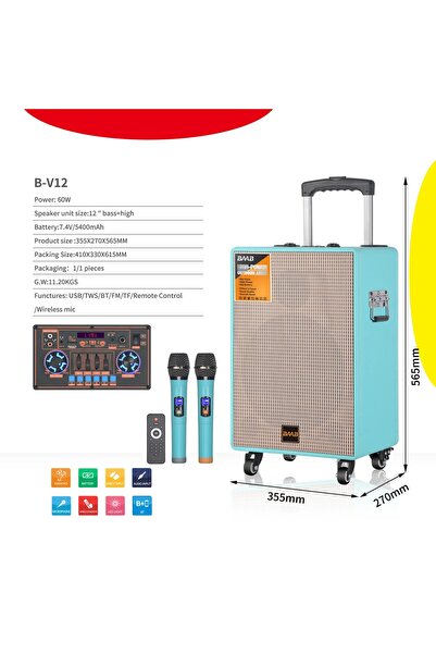 SIGHTZER NDR-BV12 BÜYÜK BOY BLUETOOTH HOPARLÖR KABLOSUZ TEKERLEKLİ TAŞINABİLİ...
