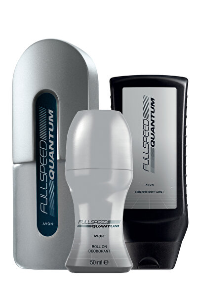 AVON Full Speed Quantum Erkek Parfüm Rollon Saç Vücut Şampuanı Paketi