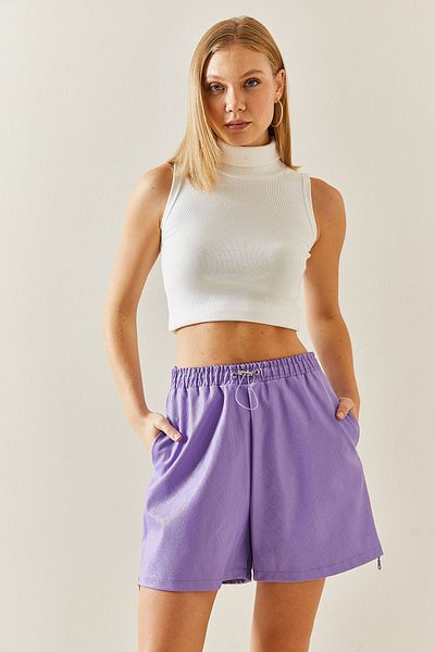 XHAN Lilac Leather Zippered Shorts 3KXK4-46723-26