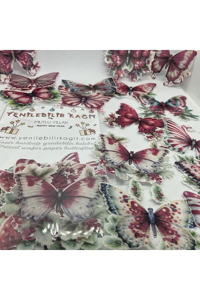 Yenilebilir Kağıt Wafer paper Pre-Cut Butterflies New Year's Butterflies