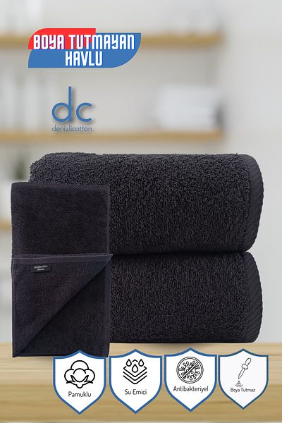 denizlicotton Non-Dyeing Cotton Towels Special for Hairdressers 2 Pieces 50x90 Cm