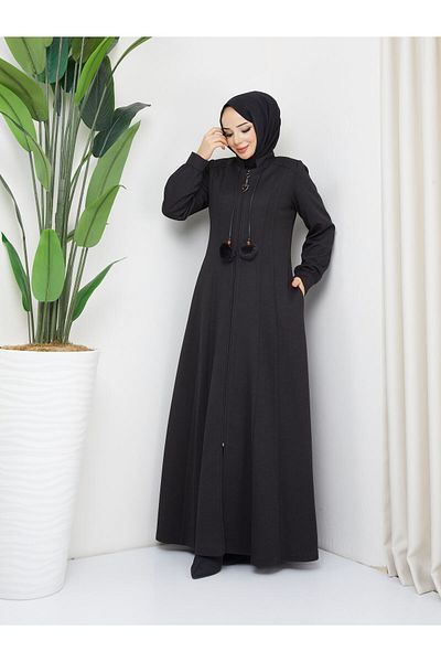 SARİAL GİYİM NEW SEASON LINED MEVLANA PARTS CUT STYLISH MODEL WINTER FERACE PARDES MANTO