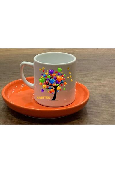 LADİJİTAL BASKI ÇÖZÜMLERİ كوب قهوة تركي برتقالي من سلسلة Dilekağaçı