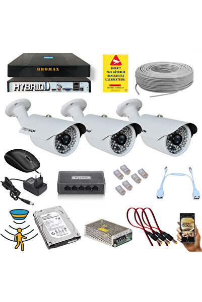 qromax 3 Kameralı Set - 5 Mp 1940p Sensör 6 Megapiksel Sony Lens Metal Kasa I...