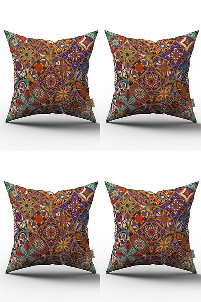 Cango Home Retro Vintage Patterned Throw Pillow Cover Set of 4 Otyk010-4Kmbs