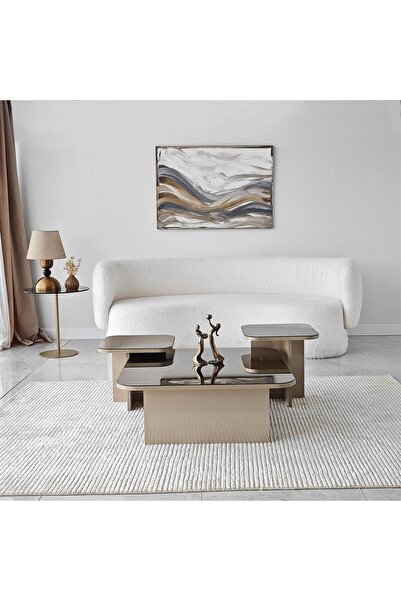 NEOstill - Jazz Sehpa Seti / Bej & Bronz Ayna