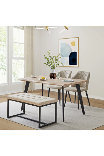 Passion Cassina Modern Siyah Metal Ayaklı Kapitoneli Yatak Ucu Oturma Ban Puf Bench Koridor Oturağı