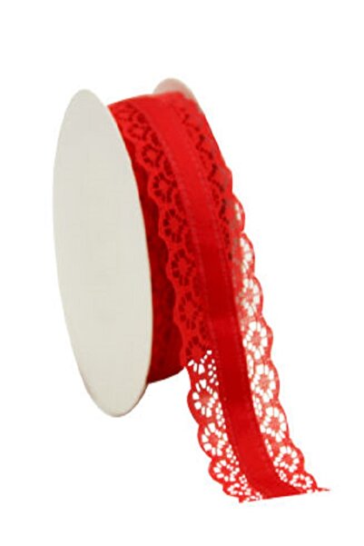 Kazanabil ORTASI SATEN KIRMIZI DANTELLİ KURDELE 3CMX10MT