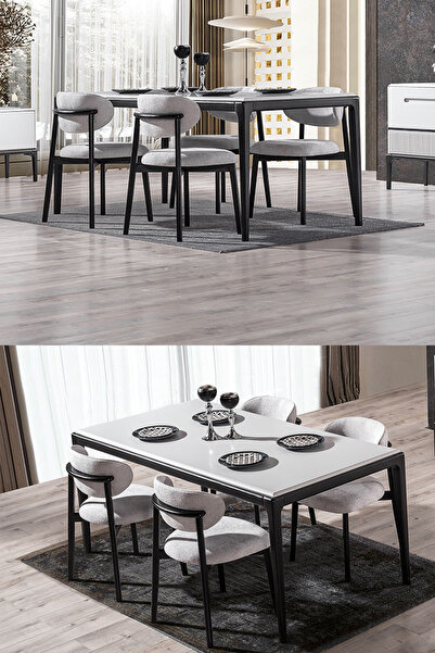 Eymense Nirvana Yemek Masa Takımı Beyaz