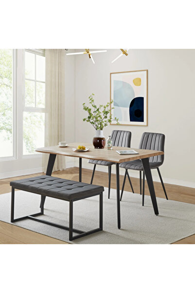 Passion Cassina Modern Siyah Metal Ayaklı Kapitoneli Yatak Ucu Oturma Ban Puf Bench Koridor Oturağı