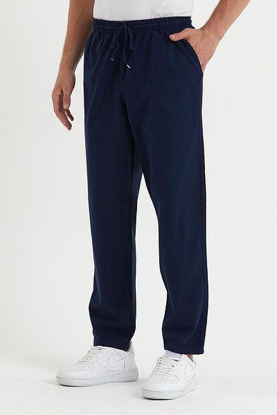 COMBİNE MİCHAİL Ανδρικό Navy Blue Basic Relaxed Fit Jogger παντελόνι