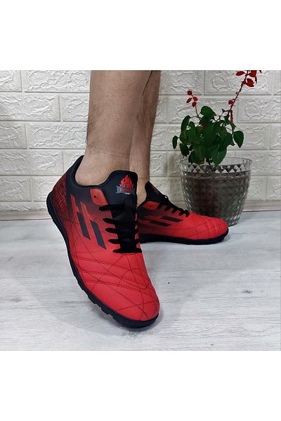 Kinetix Cross Tf Red-Black Non-Slip Astroturf Football Shoes