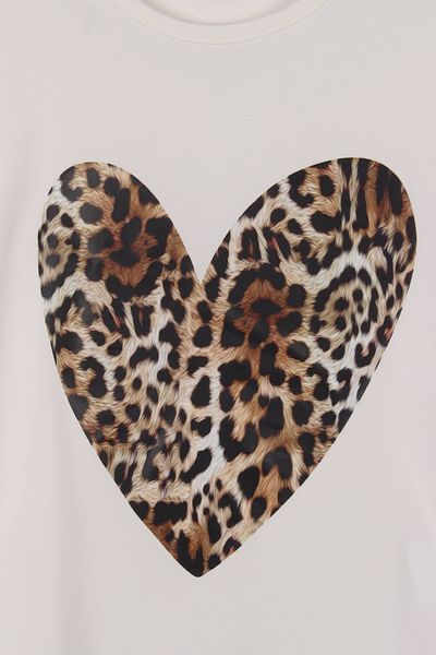 incity Κοριτσίστικο Ecruya Black Heart Leopard Λεπτομερές μακρυμάνικο χτενισμένο βαμβακερό