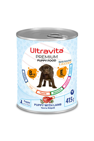 ULTRAVİTA PREMİUM YÜKSEK PROTEİNLİ KUZU ETLİ KONSERVE YAŞ YAVRU KÖPEK MAMASI 415GRX24 ADET