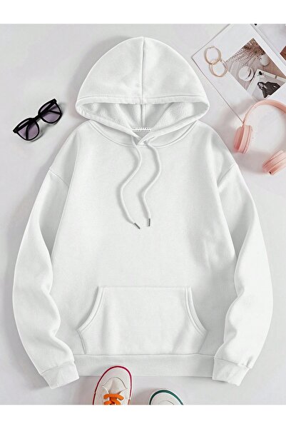 Tarzsokak Hanorac cu șnur și buzunar cangur, alb