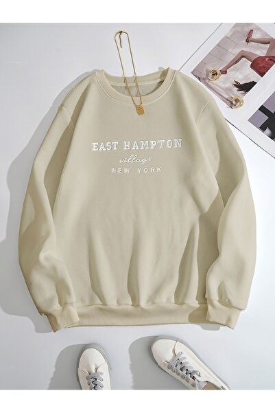 Tarzsokak Hanorac imprimat cu litere, bej