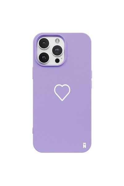 Casen iPhone 15 Pro Max Silikon Özel Tasarım Kalp Figürü Minimal Lila Renkli ...