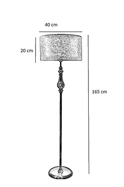 Lampada Roma Black Metal Lambader - Gold Şeritli Krem