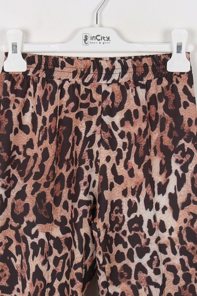 incity Girl's Black Leopard Print Trousers