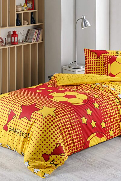 Like&Buy طقم غطاء لحاف فردي للمروحة أصفر وأحمر