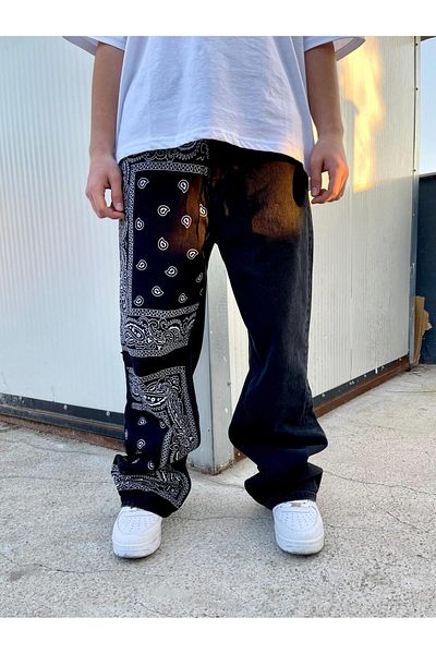 BPM Premium Designer Bandana Patched Jeans