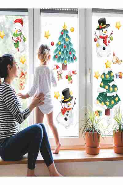 LİPYOS Anul Nou, Moș Crăciun, Anul Nou, Om de zăpadă Decorativ Nou Sticker de...